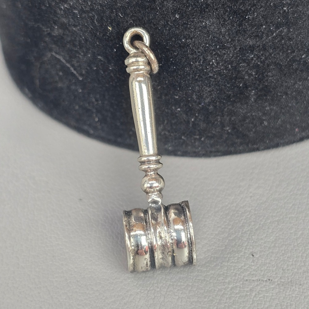 Cellini Sterling Silver Gavel Charm Judge Lawyer Justice Legal Hammer Pendant